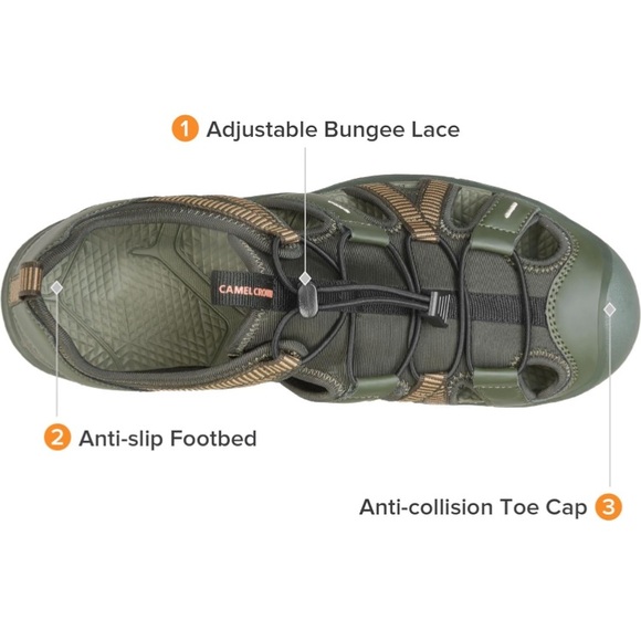 New-Camel Crown Men's Waterproof Hiking Sandals Closed Toe Water Sandals - Picture 2 of 9